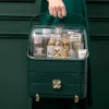 Home Table Storage Large Capacity Makeup Bottles Plastic Organizer with Cover and Drawer