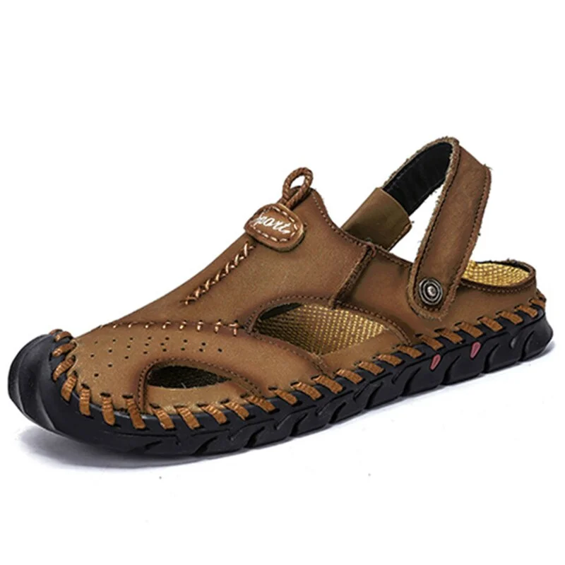Summer Men's Sandals Genuine Leather Original Men Slippers Roman Designer Men Beach Sandals Soft Man Outdoors Shoes Plus Size 48