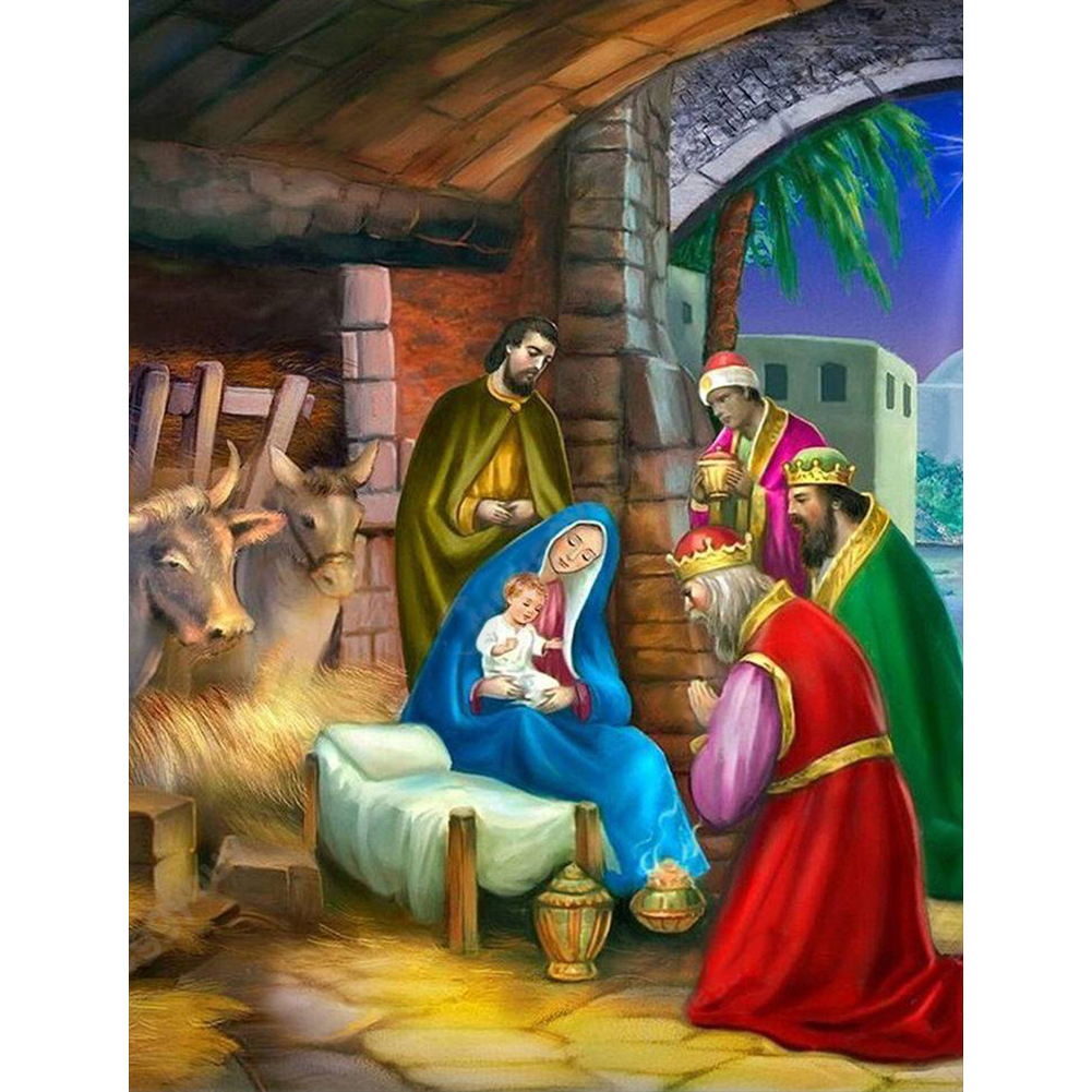 

Birth Of Jesus - 11CT Stamped Cross Stitch - 40*50CM, 501 Original