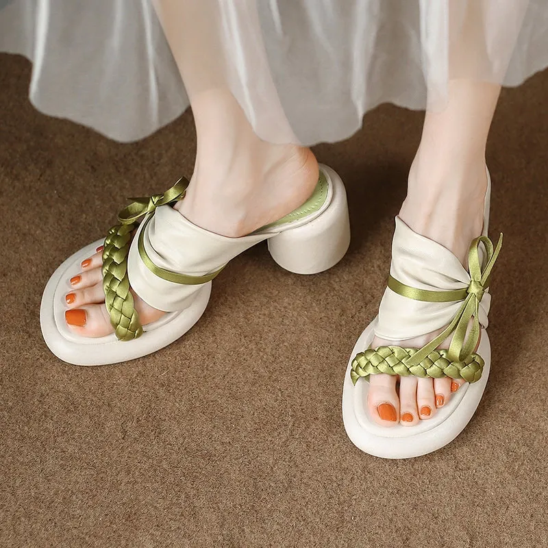 Churchf Slippers Women Wear Outside The 2025 Summer New Edition Korean Version Fashion Cake Thick With One-Line Slippers Women