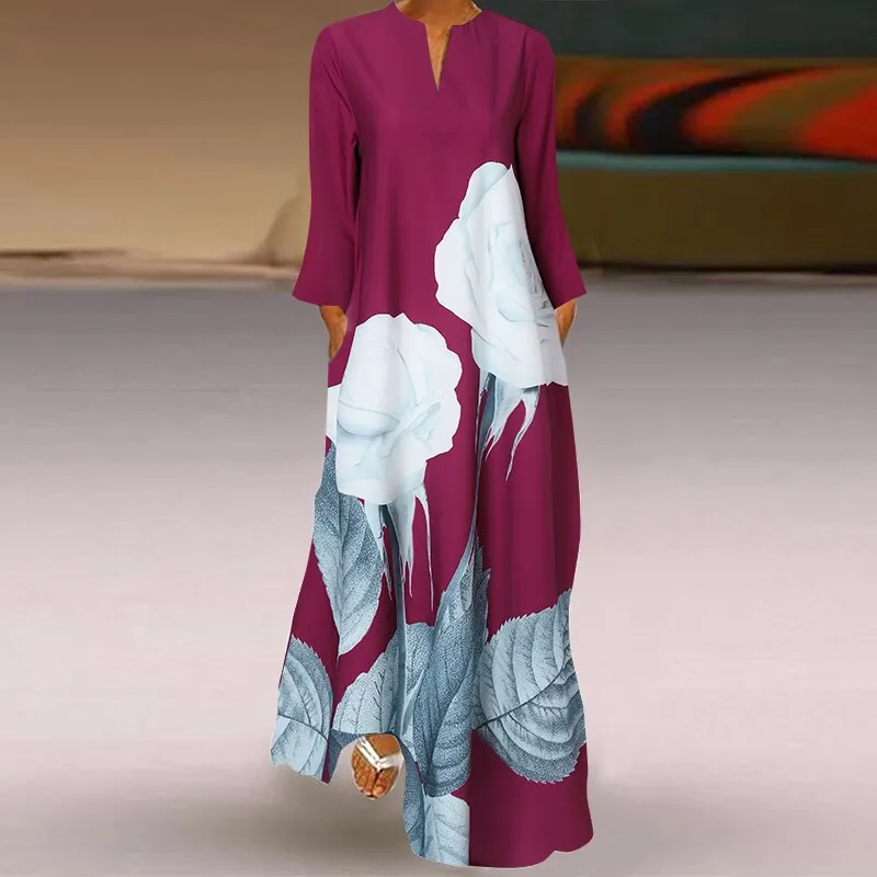 Spring Women's Sundress Bohemian Floral Long Dress ZANZEA 2022 Casual Long Sleeve Party Holiday Vestidos Kaftan Robe Dresses