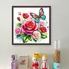Rose Butterfly-Partial 11CT Stamped Cross Stitch Bead Embroidery 36*36cm/14.17*14.17in tapestrymarket