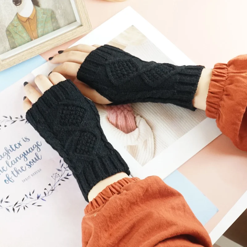 Letclo™  Diamond-shaped Jacquard Half-finger Gloves letclo Letclo