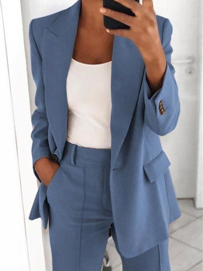Casual Long Sleeve Solid Outerwear | EGEMISS
