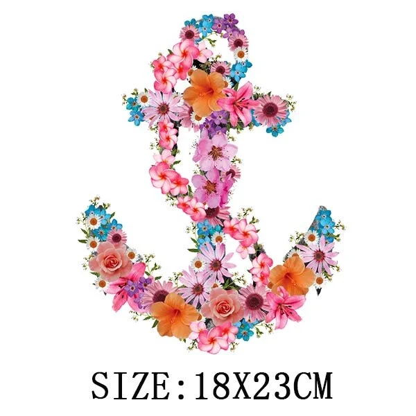 Beautiful Flowers Thermal Sticker On T-shirt DIY Washable Patches On Clothes Funny Design Iron On Transfer For Hoodies Bag Decor