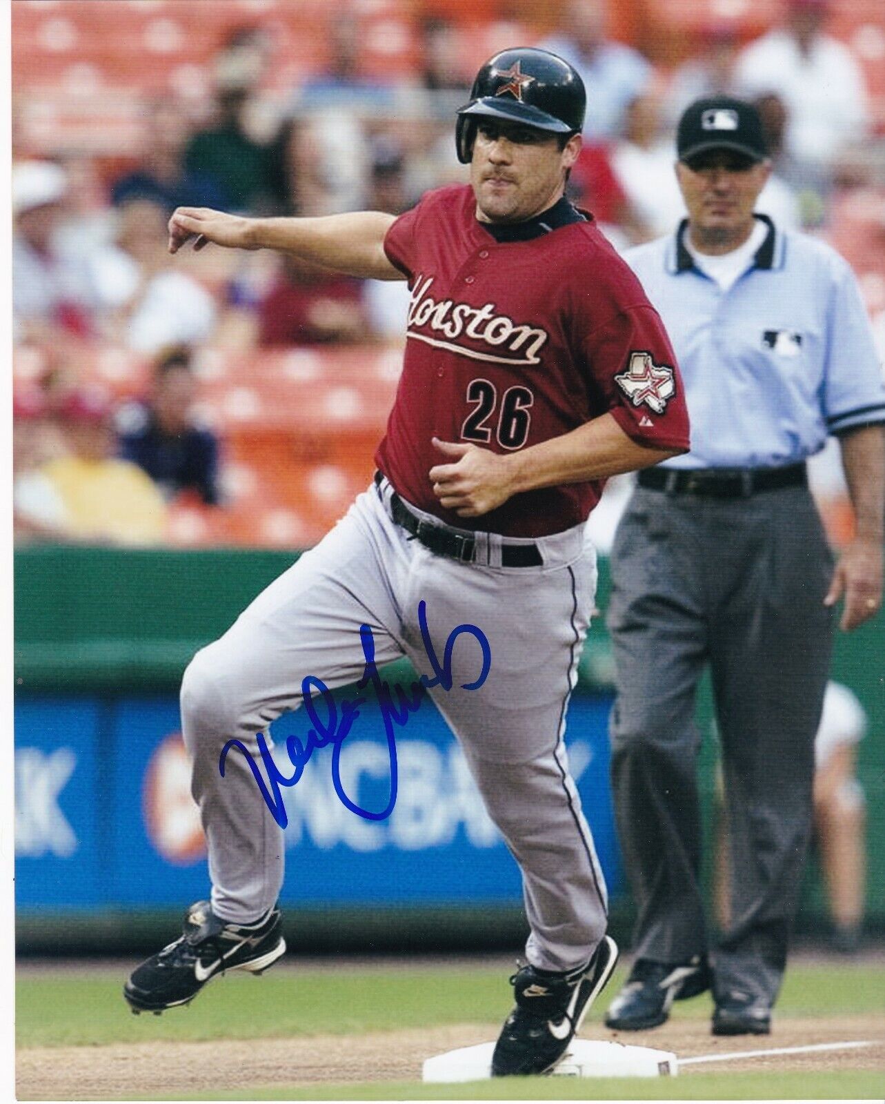 MIKE LAMB HOUSTON ASTROS ACTION SIGNED 8x10