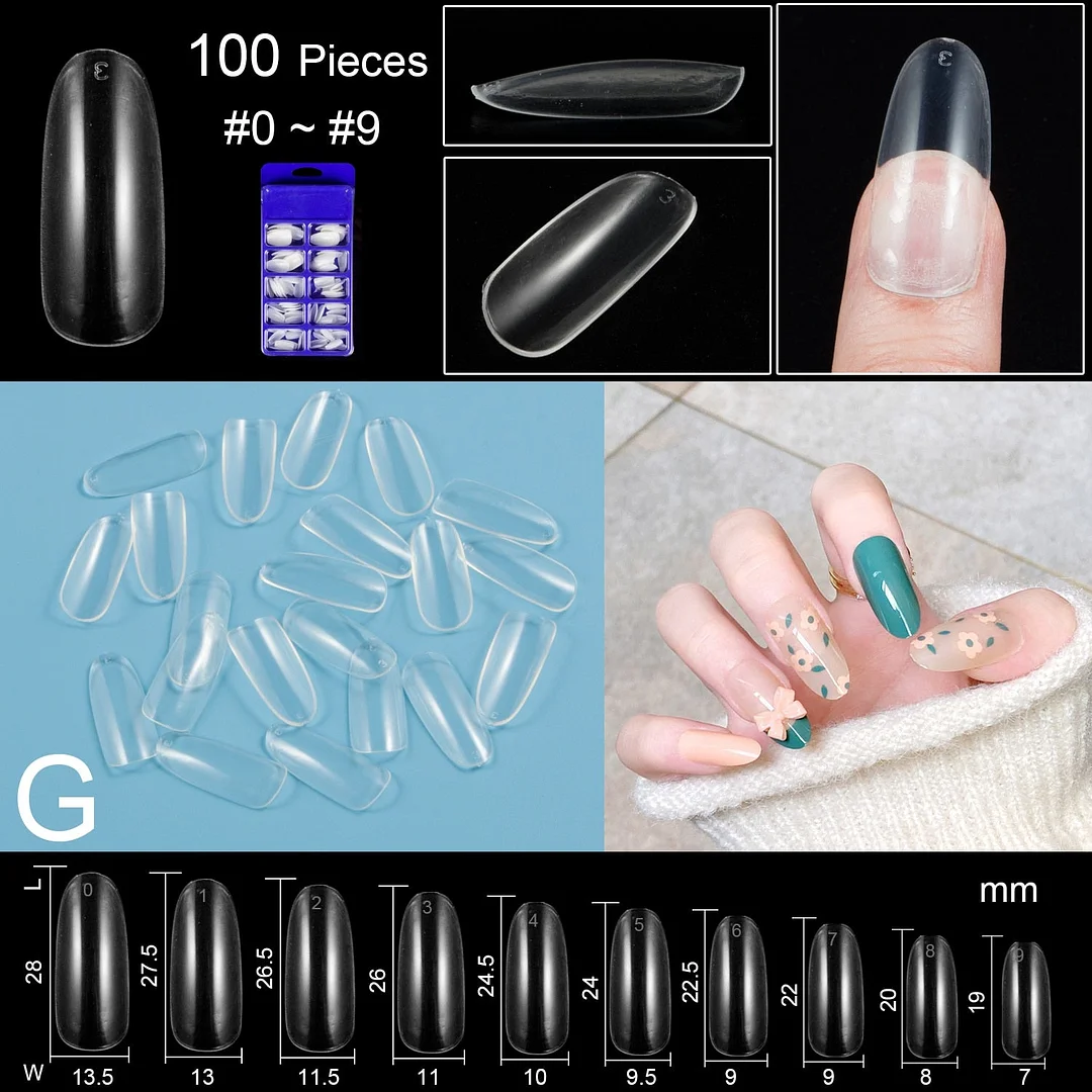 100pcs/set 10 Sizes Full Cover False Nail Tips Ballerina Coffin Fake Nails Square Stiletto French Acrylic Press On Nails-Nail Inspo