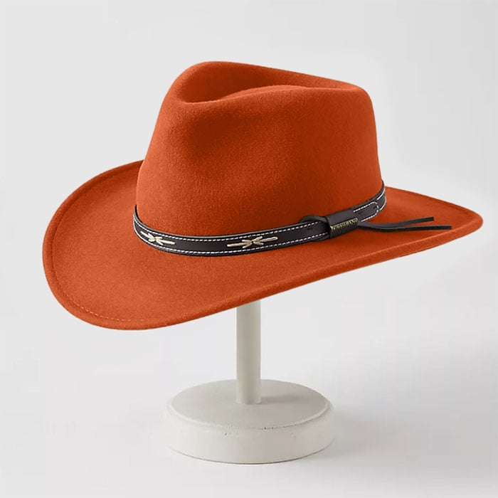 Crushable Wool Cowboy Hat-Orange 