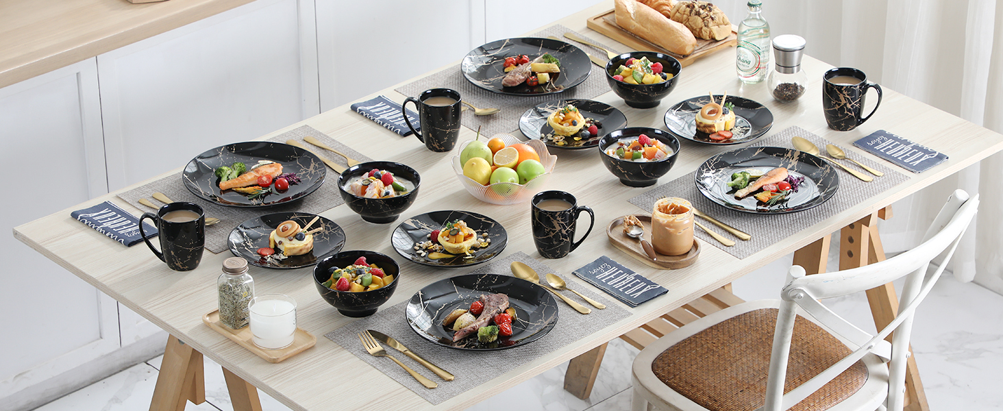 Black and Gold Dishes Set