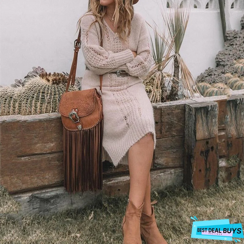 Sexy Cutout Solid Color Sweater Dress