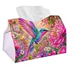 (24cm)Diamond Art Tissue Box DIY PU Napkin Cover for Home Decoration(Bird)