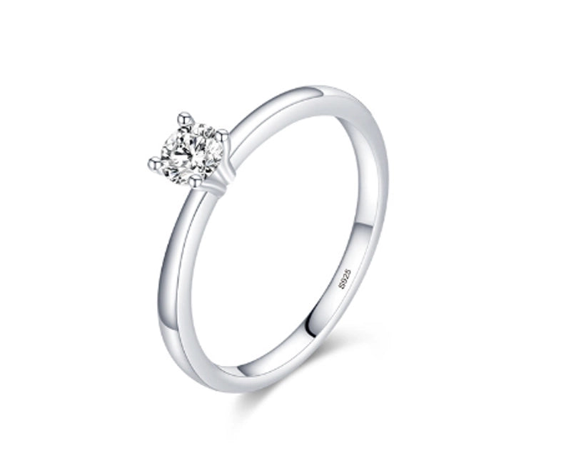 Minimalist Round Sterling Silver Inlay Artificial Gemstones Rings 1 Piece