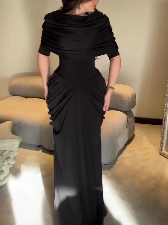 Black Pleated Top Dress Two-Piece Set