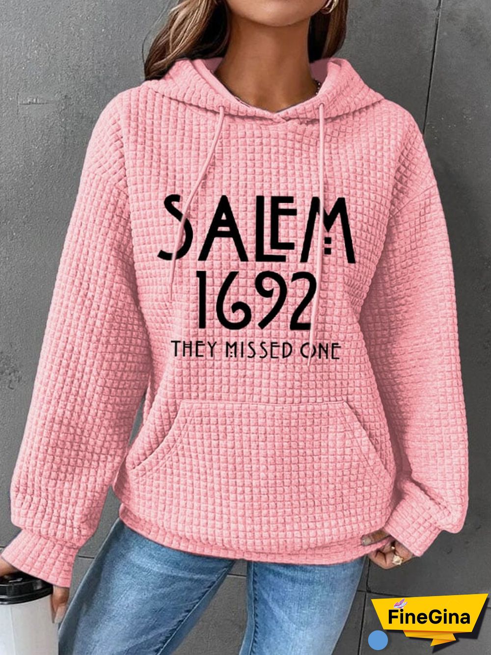 Women's 1692 They Missed One Salem Witch Print Waffle Hoodie