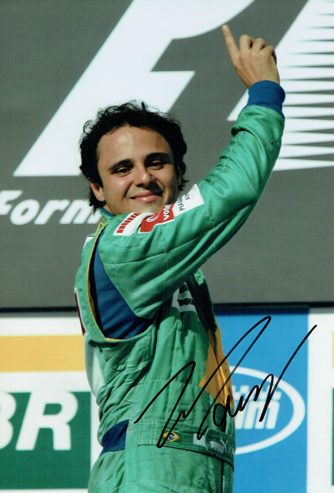 Felipe MASSA Signed Autograph Podium Photo Poster painting FERRARI Autograph AFTAL COA Brazil