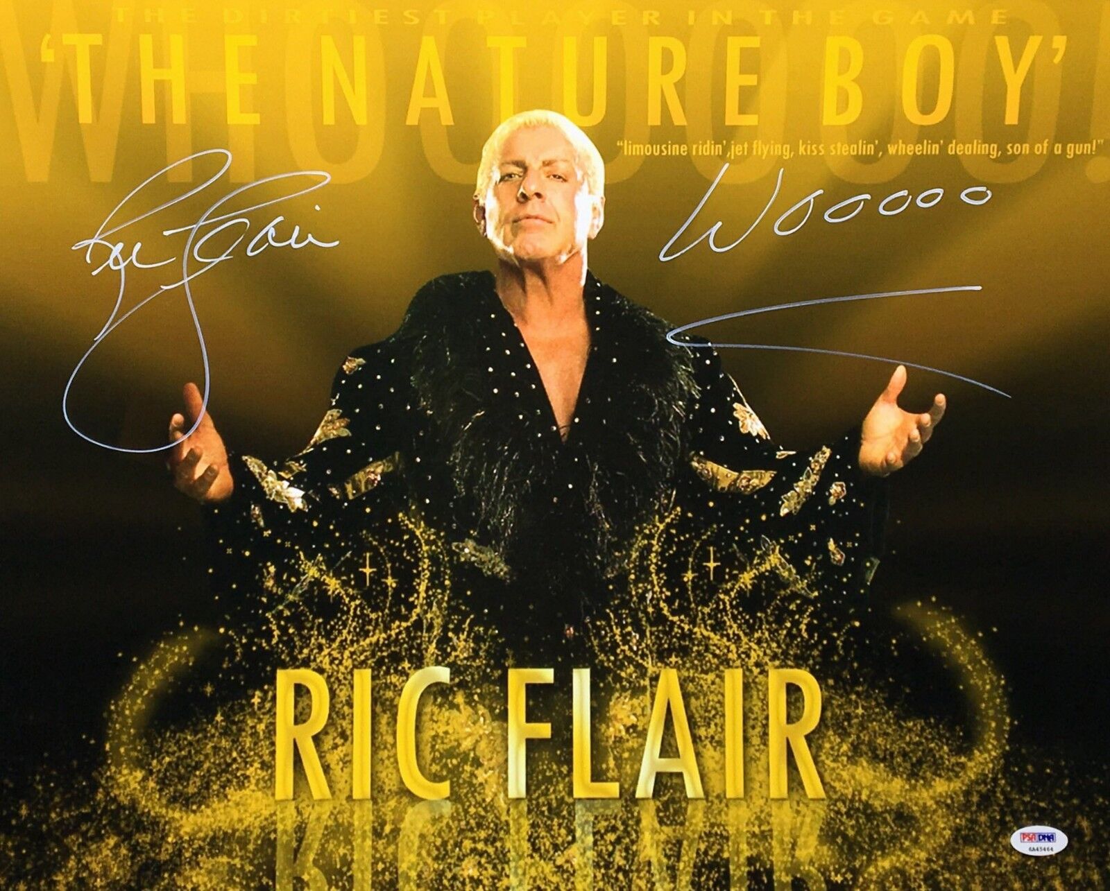 Ric Flair Signed WWE-WWF 16x20 Wrestling Photo Poster painting Wooooo PSA 6A45464