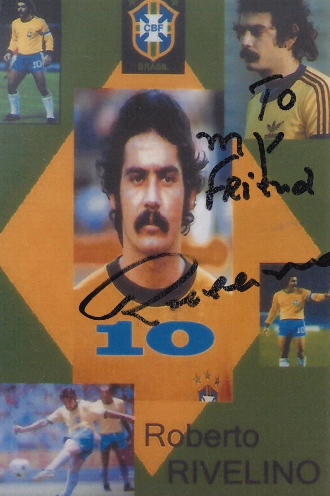 ROBERTO RIVELINO HAND SIGNED 6X4 Photo Poster painting - BRAZIL - FOOTBALL AUTOGRAPH.