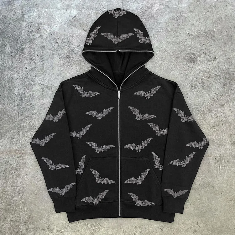 Retro Fashion Street Style Full Zip Hoodie