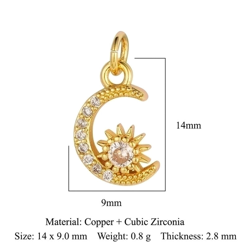 3 Pieces Sweet Pentagram Heart Shape Copper Plating Inlay Zircon 18k Gold Plated Charms Jewelry Accessories