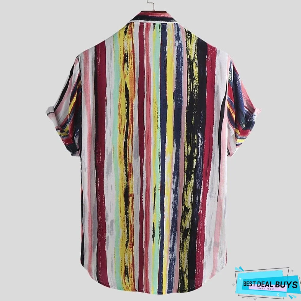 New Arrival Men Fashion Casual Multi Color Lump Chest Short Sleeve Shirt