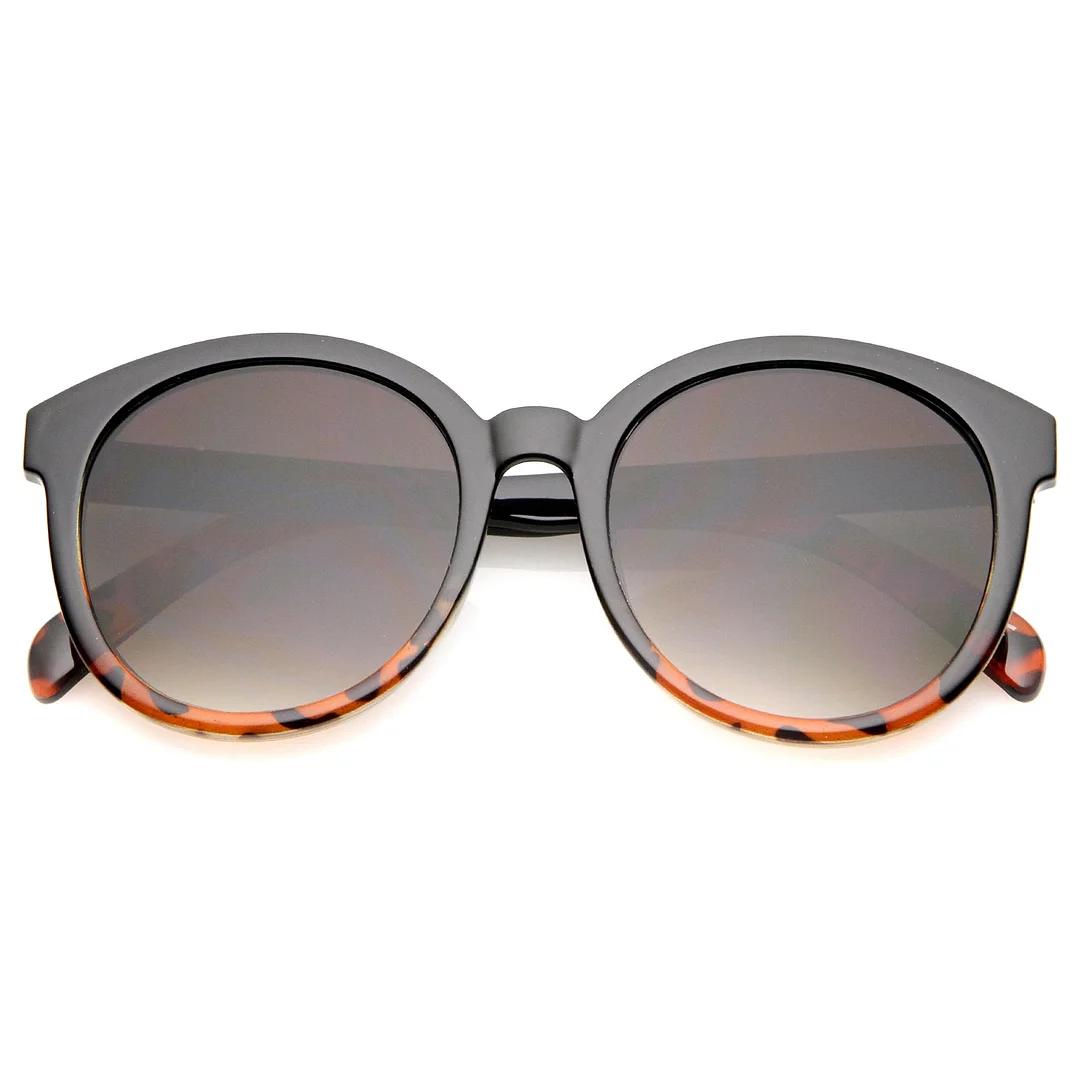 Oversize Horn Rimmed Flat Lens Round glasses 55mm