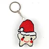 Full Bead Embroidery Keychain Xmas Star Printed Craft Gifts(5.2x7.5cm)