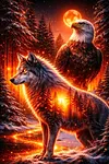 Luxury AB Velvet Diamond Painting Kit - The Wolf and the Eagle