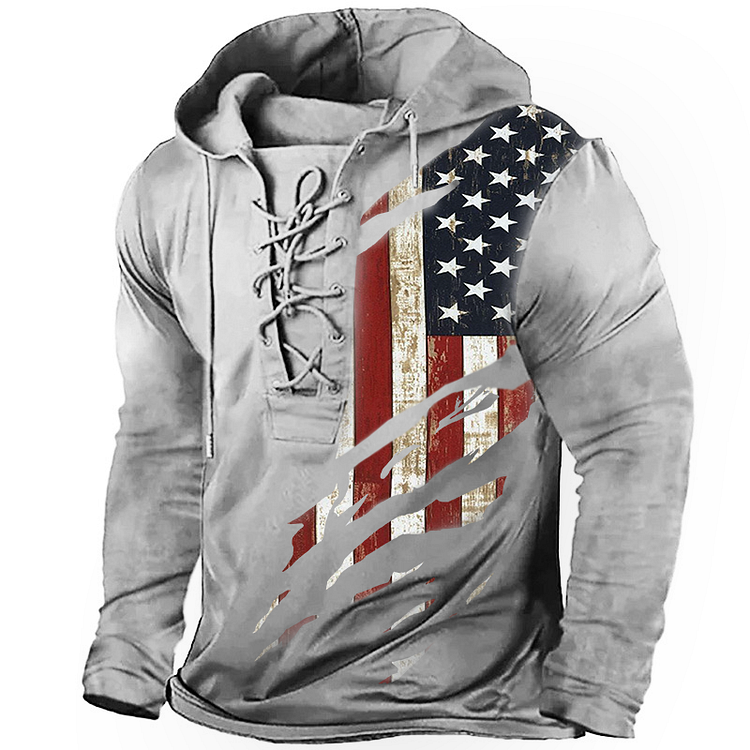 American Flag Distressed Design Print-The Best Gift For Patriots Retro Hoodie