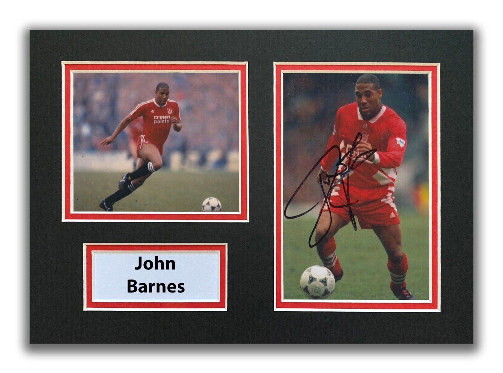 JOHN BARNES HAND SIGNED A4 MOUNTED Photo Poster painting DISPLAY - LIVERPOOL - AUTOGRAPH.