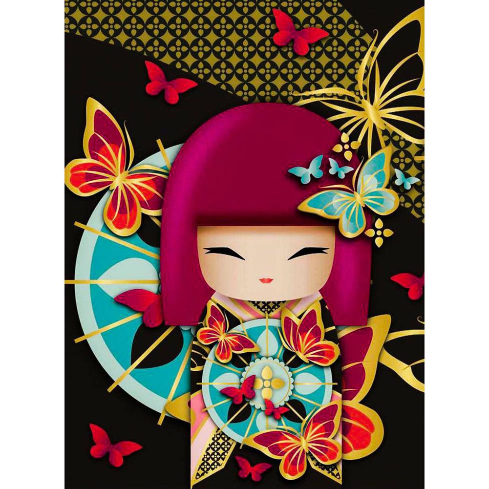 

30*40CM - Round Drill Diamond Painting - Kokeshi Doll, 501 Original