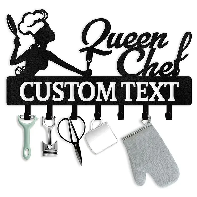 Personalized Key Holder for Wall, Queen Chef Wall Mounted Key Hooks