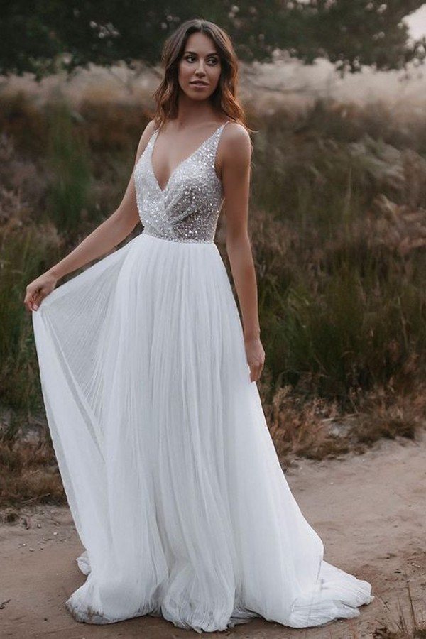 Tulle boho wedding on sale dress