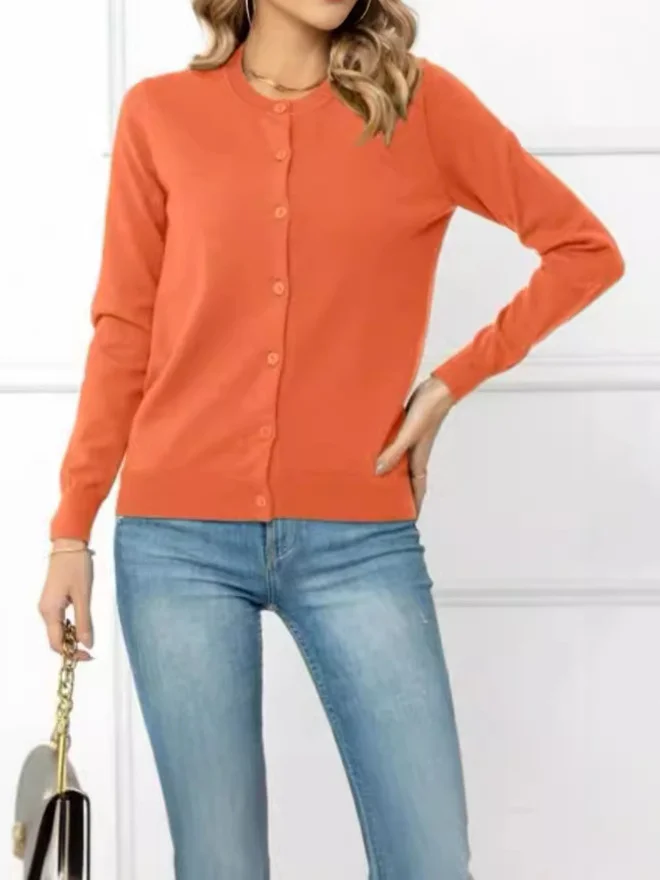 Nigikala Nigikala And Winter Solid-Colored Cardigan Coat New Knitted Cardigan