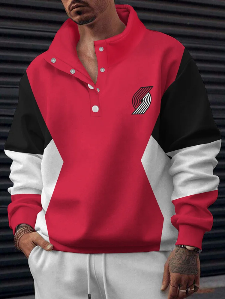 Portland Trail Blazers 2025 New Design Casual Snap Mockneck Pullover