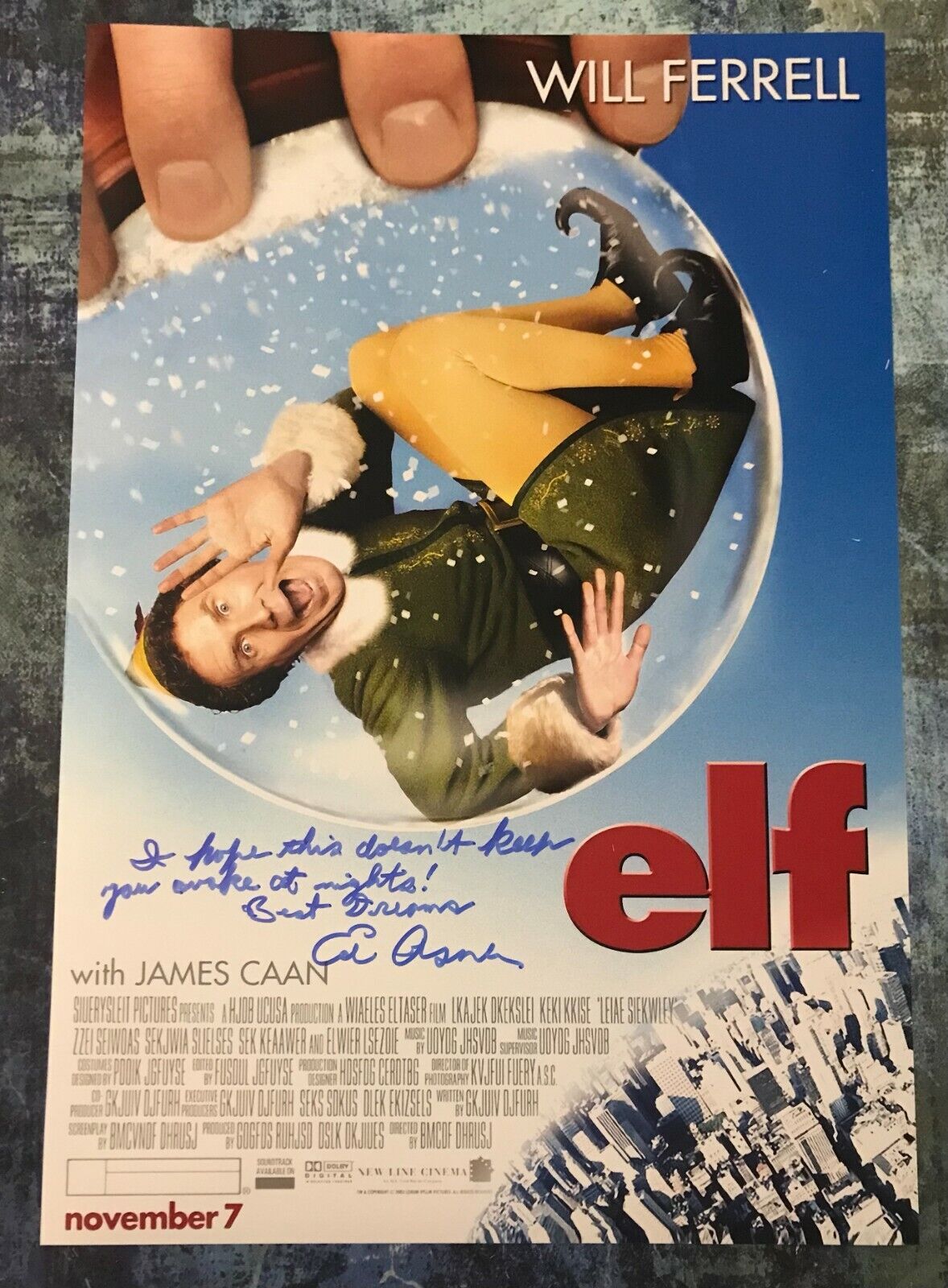 GFA Elf Santa Movie Star * ED ASNER * Signed 12x18 Photo Poster painting Poster D COA