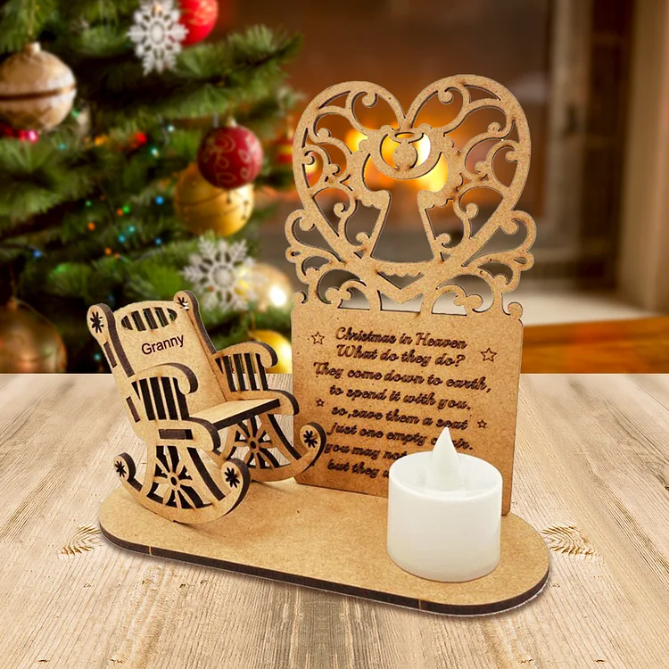 Personalized Christmas In Heaven Wooden Decoration, Rocking Chair