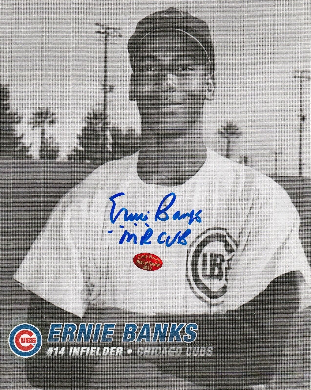 ERNIE BANKS Signed Chicago CUBS 8X10 Photo Poster painting w/ COA & Ernie Banks' Hologram MR Cub