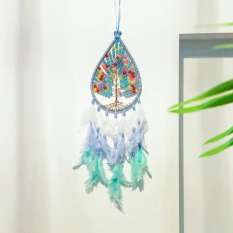 White Blue Tree of Life Dream Catcher