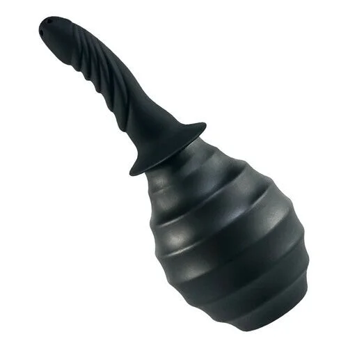 Allurtoys Black Curved Tip Ribbed Bulb Anal Douche