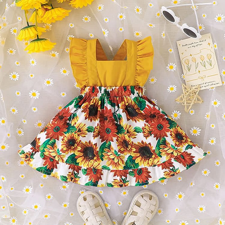 Baby Toddler Ruffled Sunflower Dress
