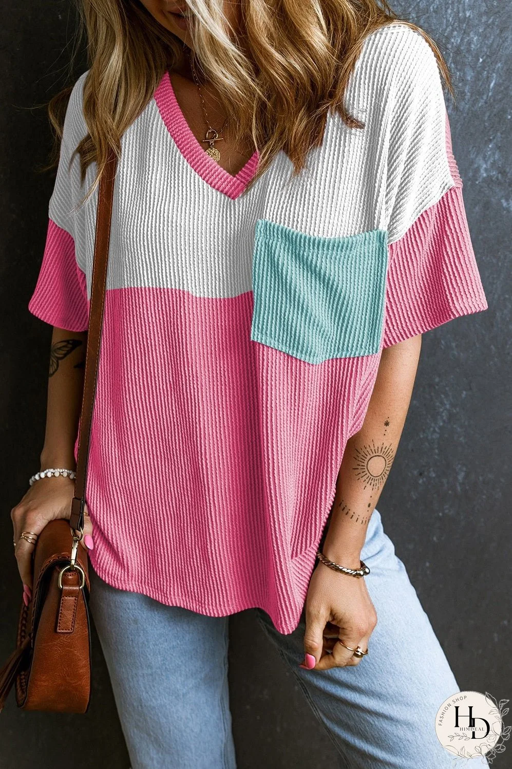 CAROL COLOR BLOCK V-NECK