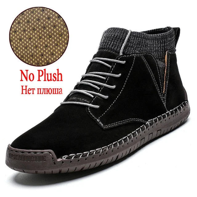 Brand Men's Snow Boots Winter Plush Warm Men Motorcycle Boots Non-slip Male Snow Boots Waterproof Autumn Man Work Shoes Hot Sale