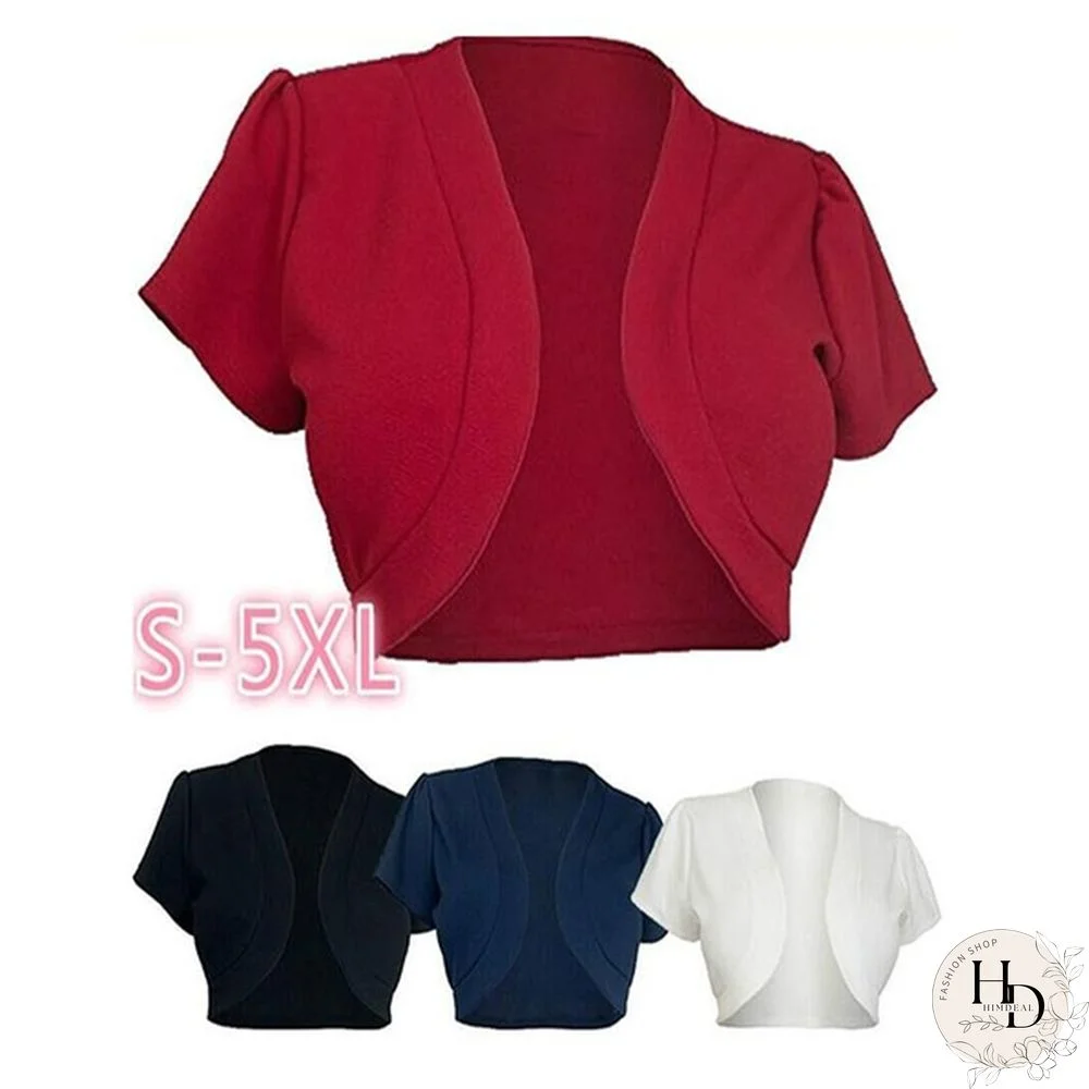 Women  S-5XL Cadigan Short Sleeve Capelet Crop Tops Bolero Coat Dress Cover-Up Plus Size