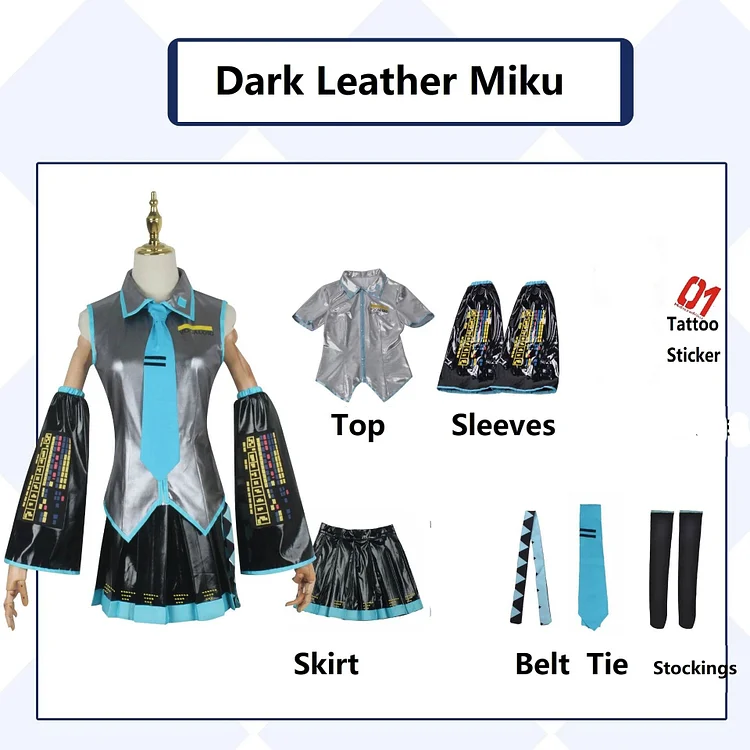 【Wetrose】In Stock Miku Cosplay Costume V2 01 Classic Female Male Fanart Vocaloid Anime Dress Kawaii Leather Latex Cos Wig Shoes Full Set