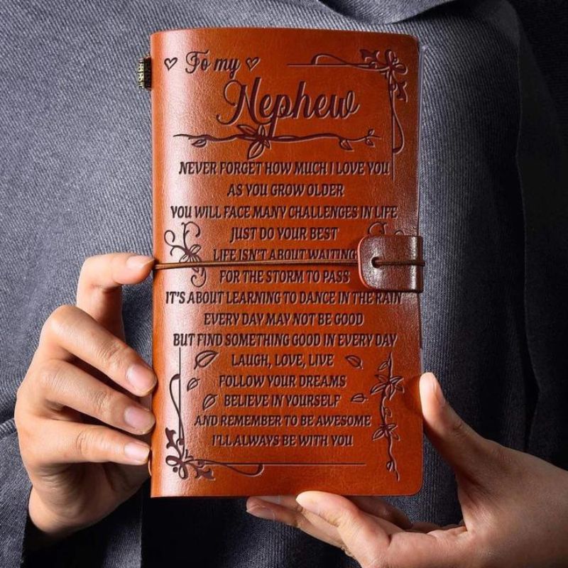 Unique Gift To My Nephew - I'll Always Be with You - Engraved Leather Journal Notebook