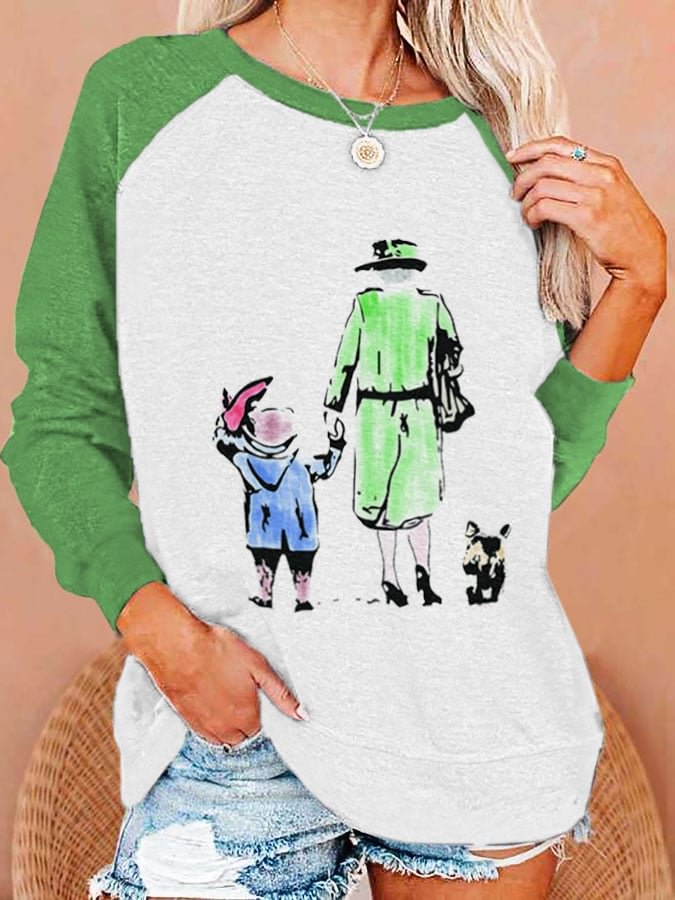 Women's Queen Of England Print Sweatshirt