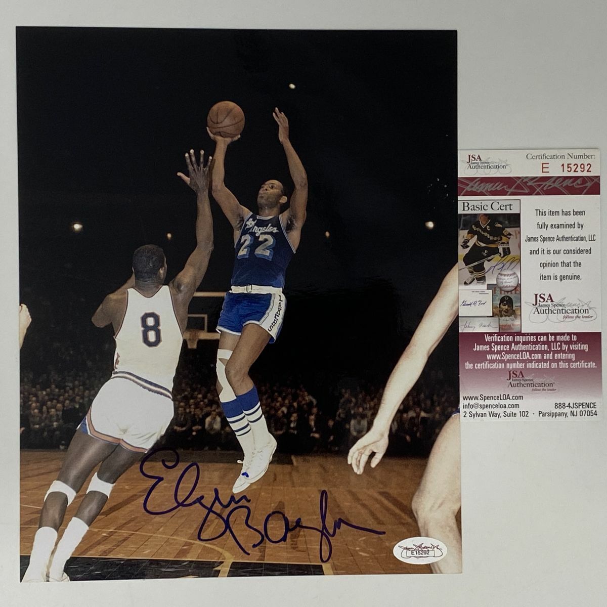 Autographed/Signed ELGIN BAYLOR Los Angeles Lakers 8x10 Basketball Photo Poster painting JSA COA