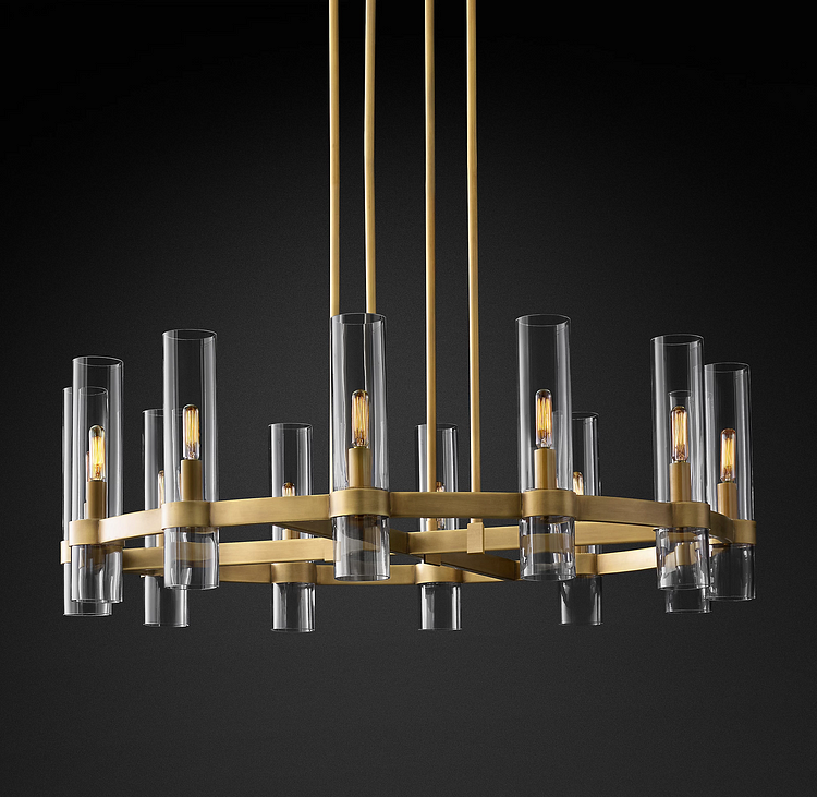 Glass Shaded Ravelle Modern Round Chandelier 36" Vjlight
