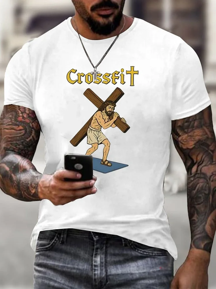 🔥Buy 3 Get 15% Off🔥Men's Crossfit Jesus Printed Casual T-shirt 
