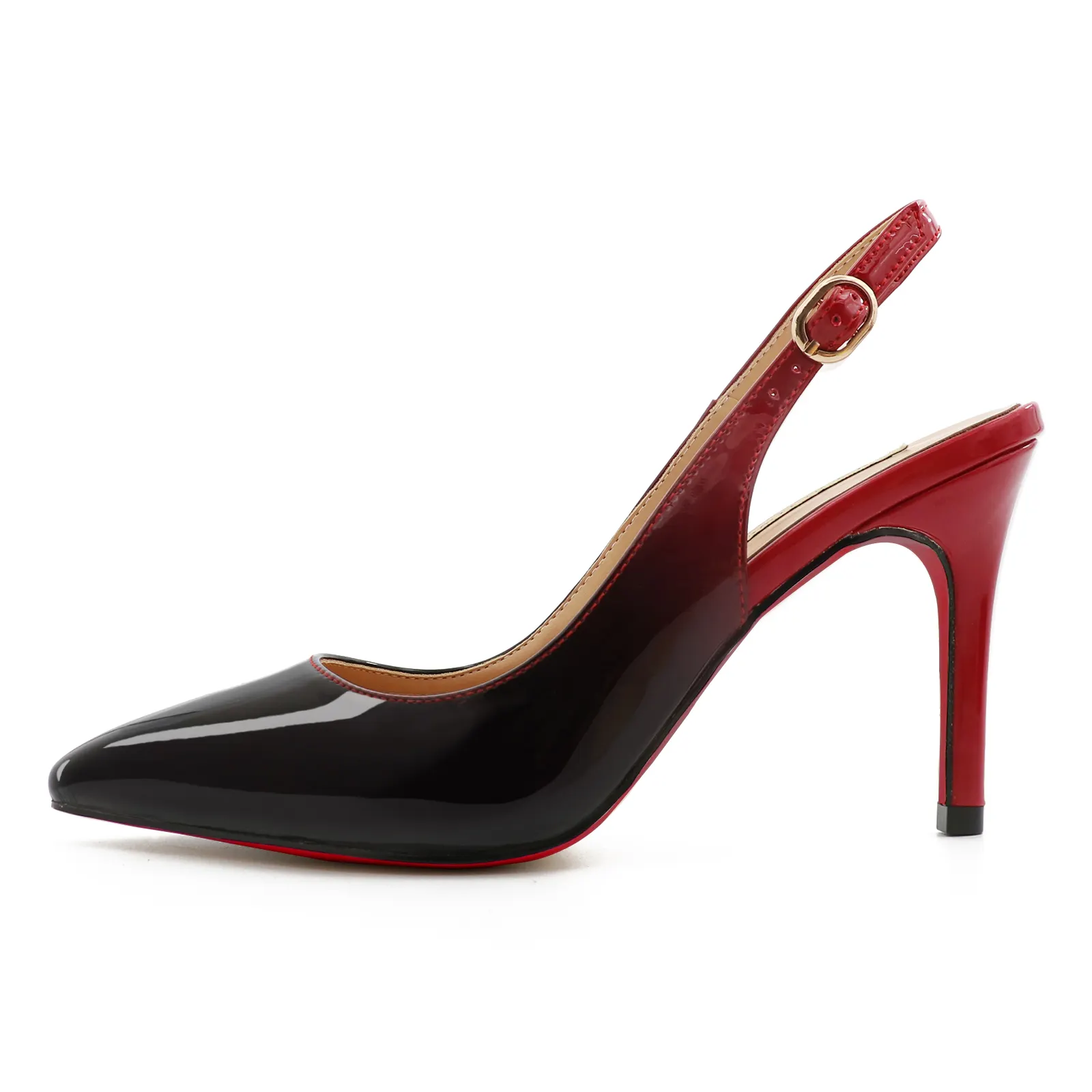 90mm Women's Pointed Toe Slingback Heels Pumps Comfortable Daily Red Bottoms Shoes-vocosishoes